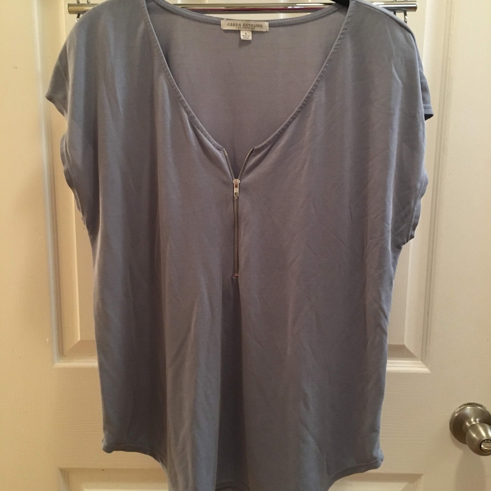 Green Envelope Zip Up Top